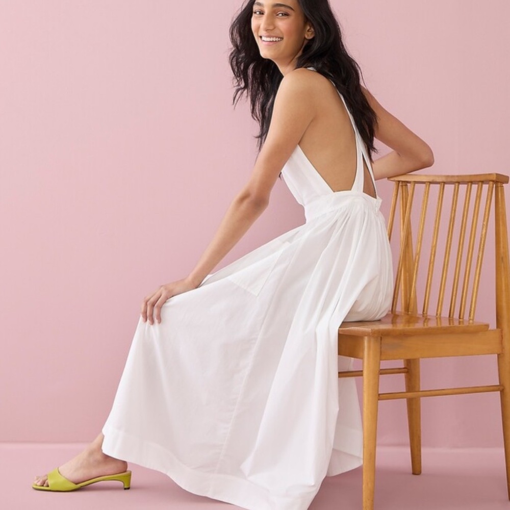 NWOT J. Crew Cotton poplin apron dress with convertible straps
